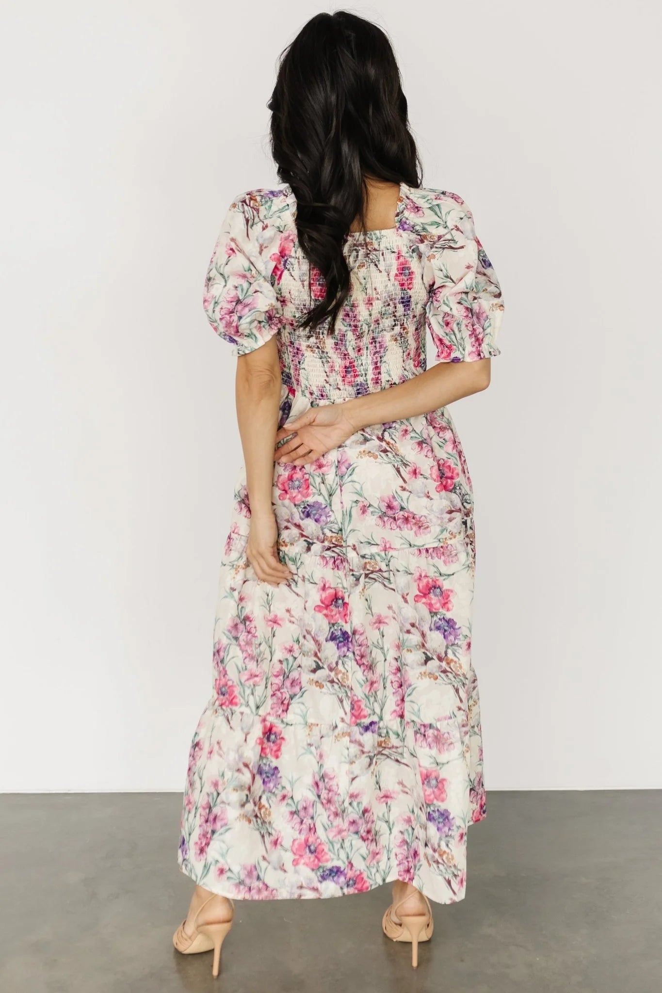 Tulsa Smocked Dress | Cream + Pink