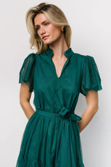 Medina Tulle Midi Dress | Emerald