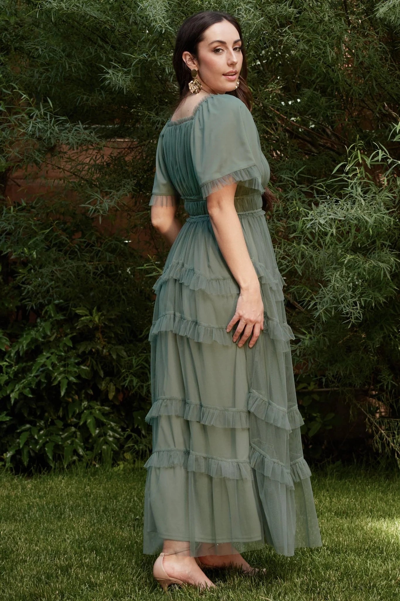Magdalena Tulle Maxi Dress | Eucalyptus