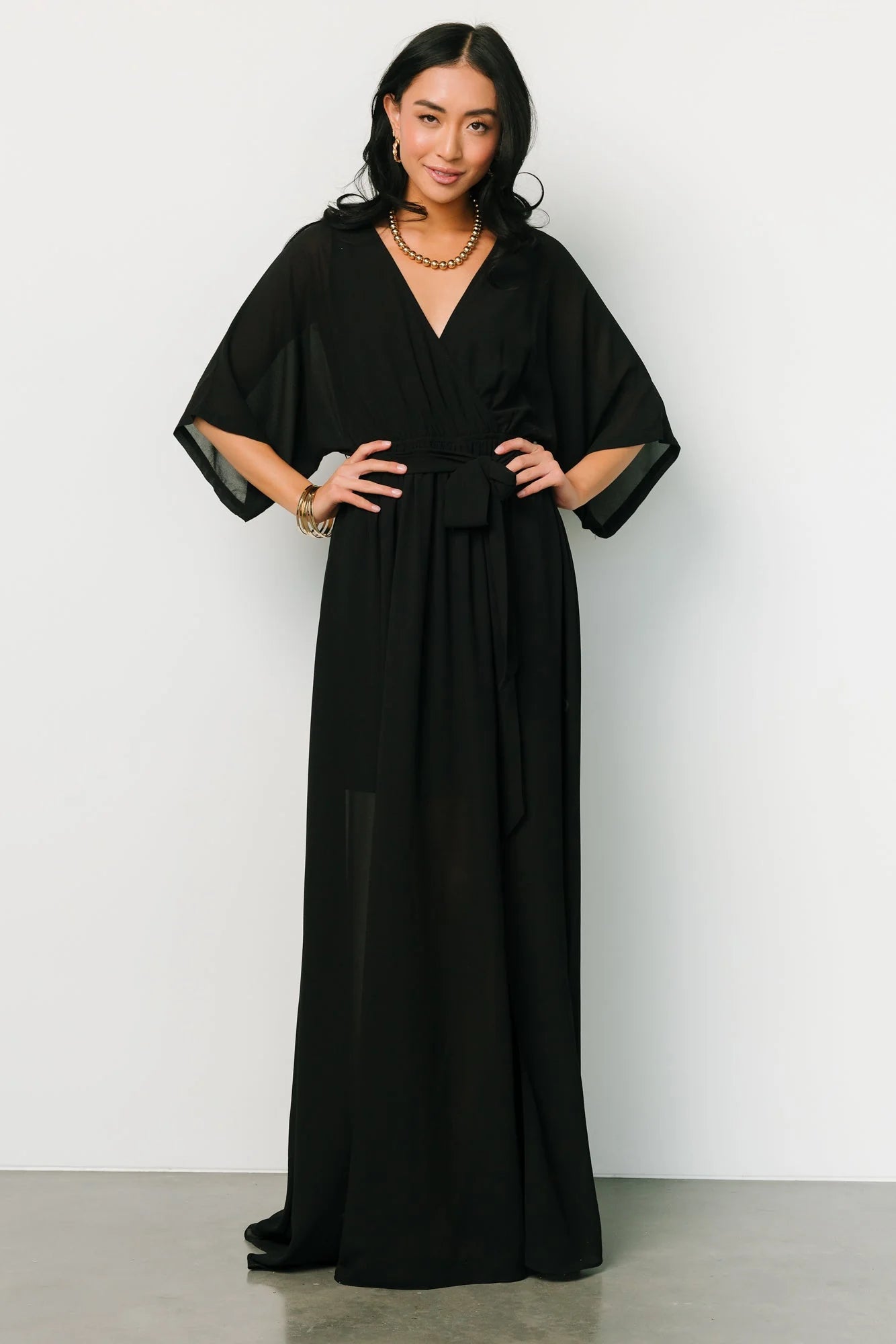 Kia Kimono Maxi Dress | Black