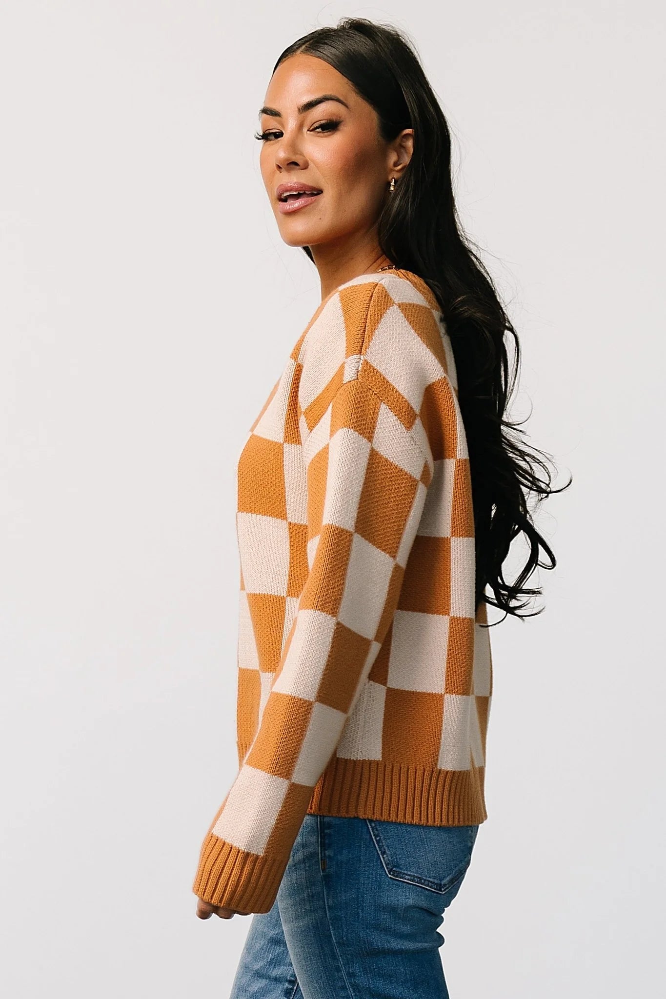 Quincy Checkered Sweater | Pumpkin Spice