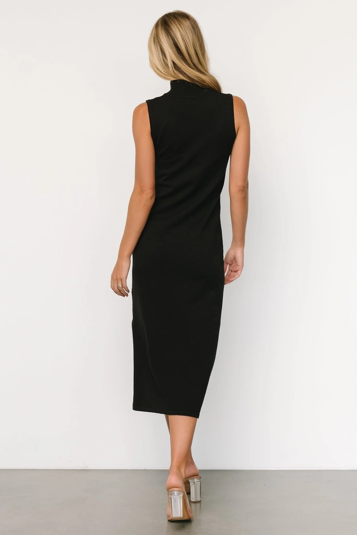Angelina Mock Neck Tank Dress | Black