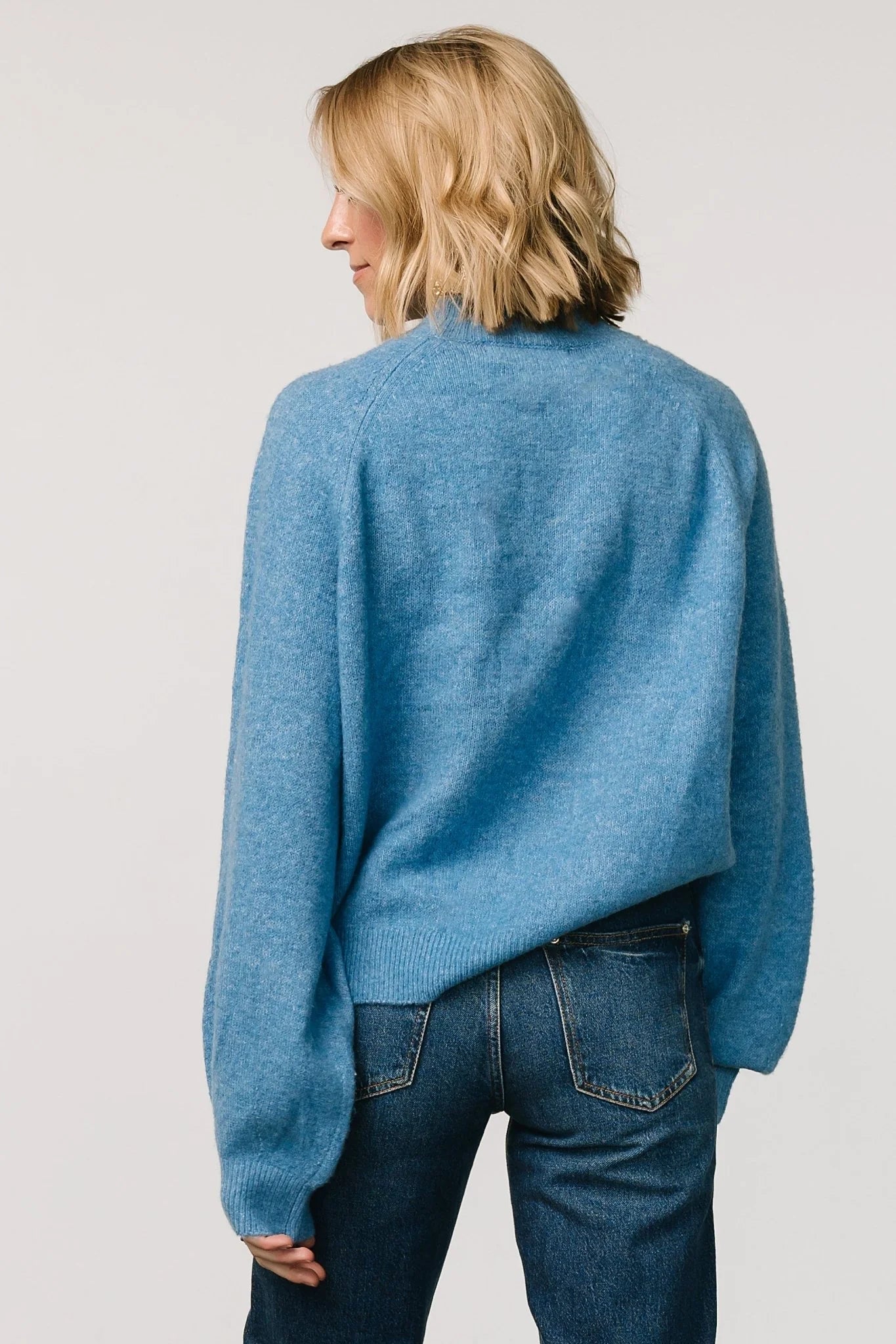 Bronson Mock Neck Sweater | Blue