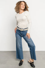 Harvey Metallic Faux Leather Belt | Greige