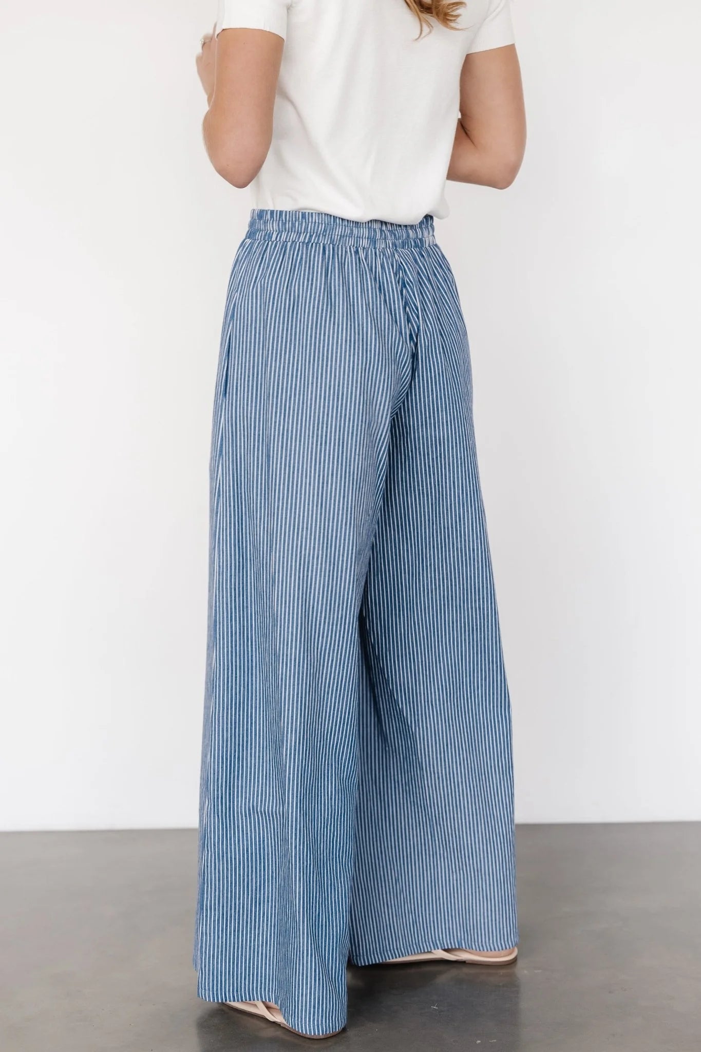 Odelia Striped Pants | Blue + Off White Stripe