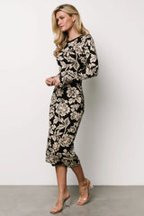 Marci Sweater Dress | Black + Ivory Floral