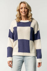 Jayda Sweater | Cream + Blue