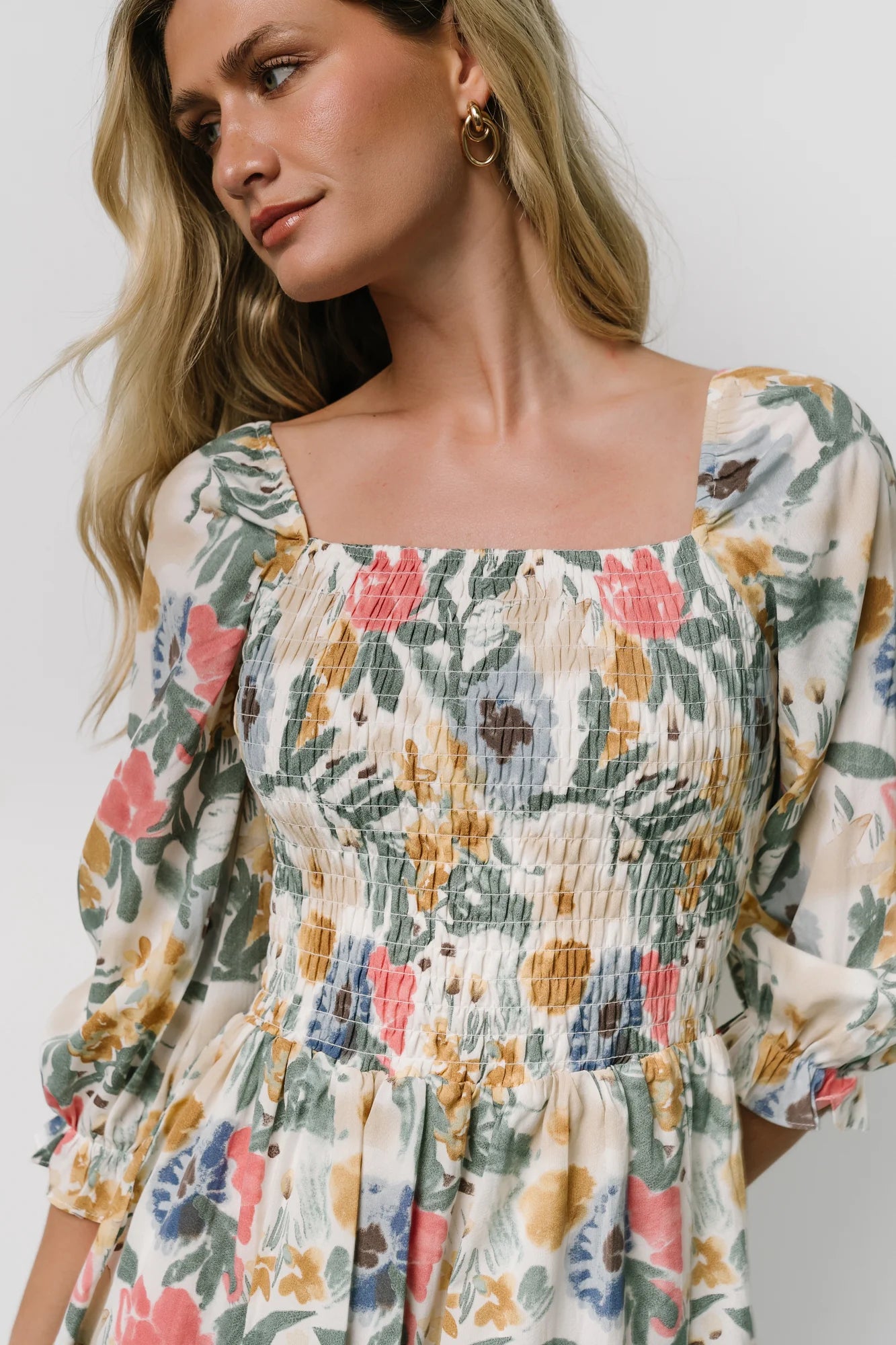 Marta Smocked Midi Dress | Multi Floral