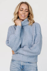 Frannie Knit Turtleneck Sweater | Blue