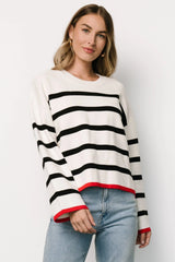 Madilyn Striped Sweater | Off White + Black