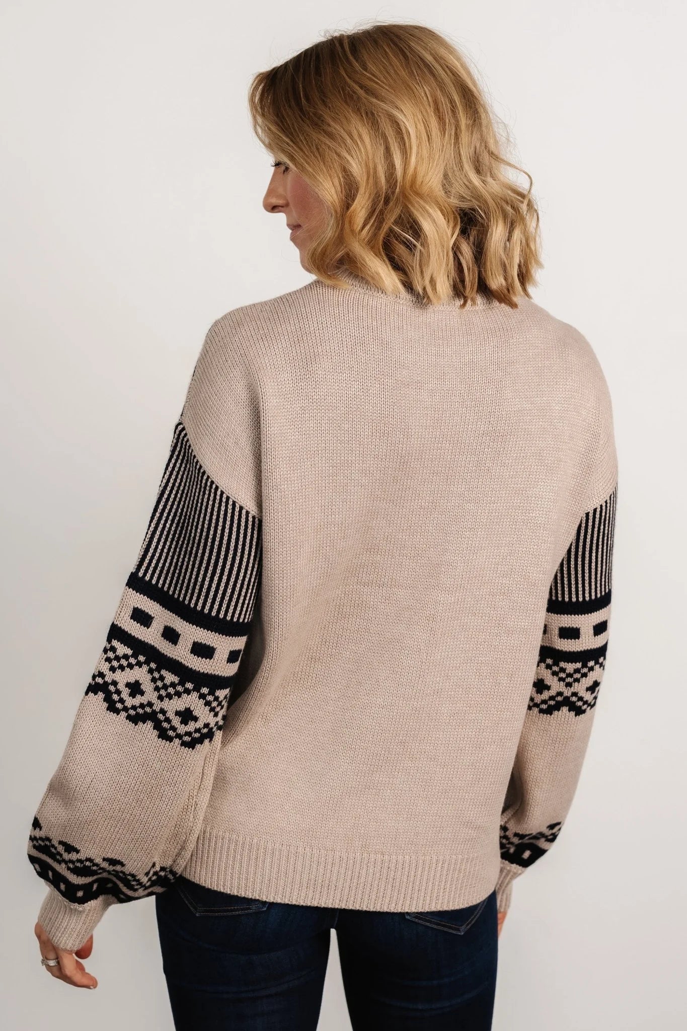Eugene Sweater | Taupe + Navy