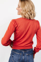 Sheila V Neck Sweater Top | Light Rust