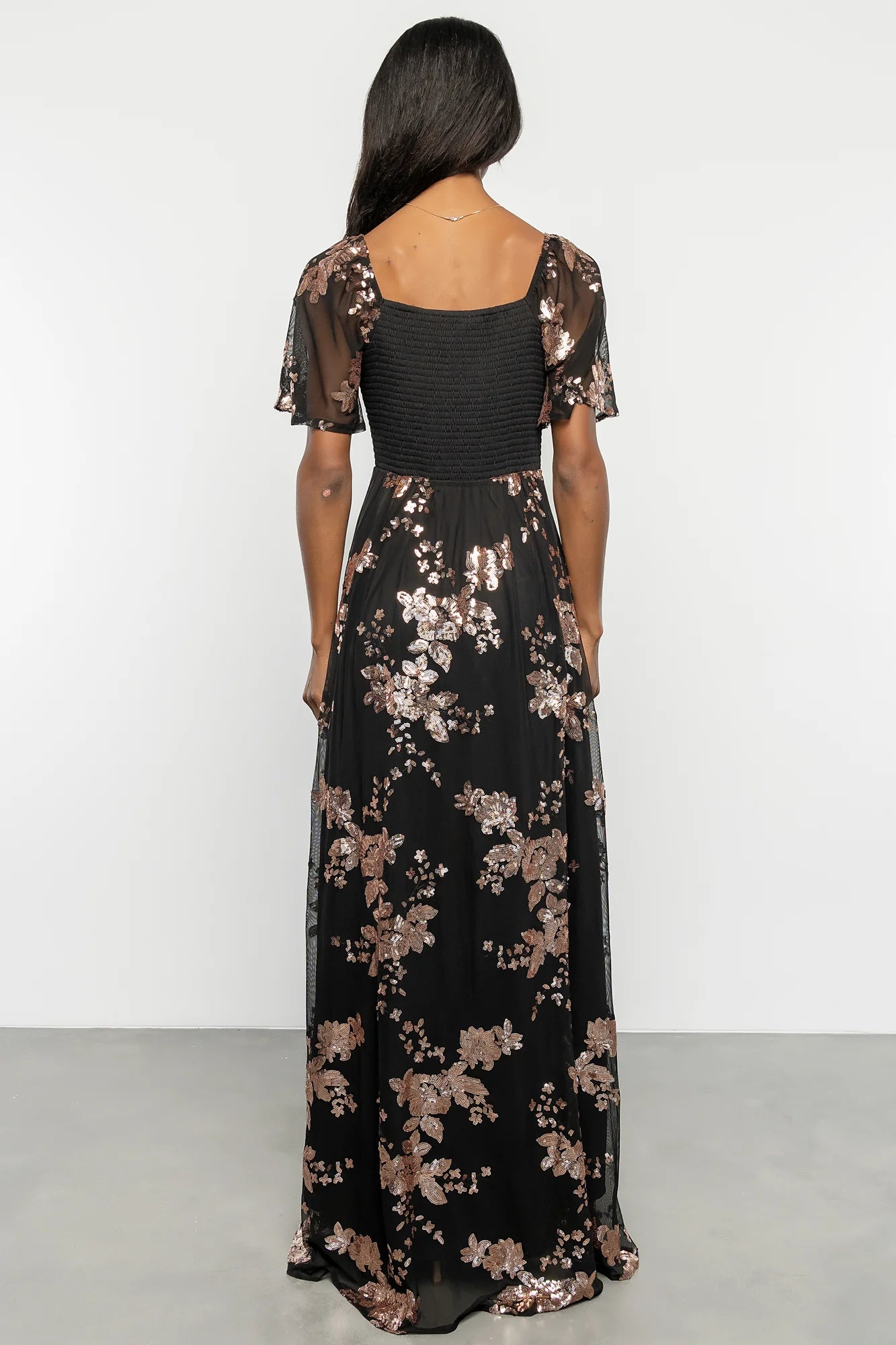 Karina Sequin Maxi Dress | Black + Gold