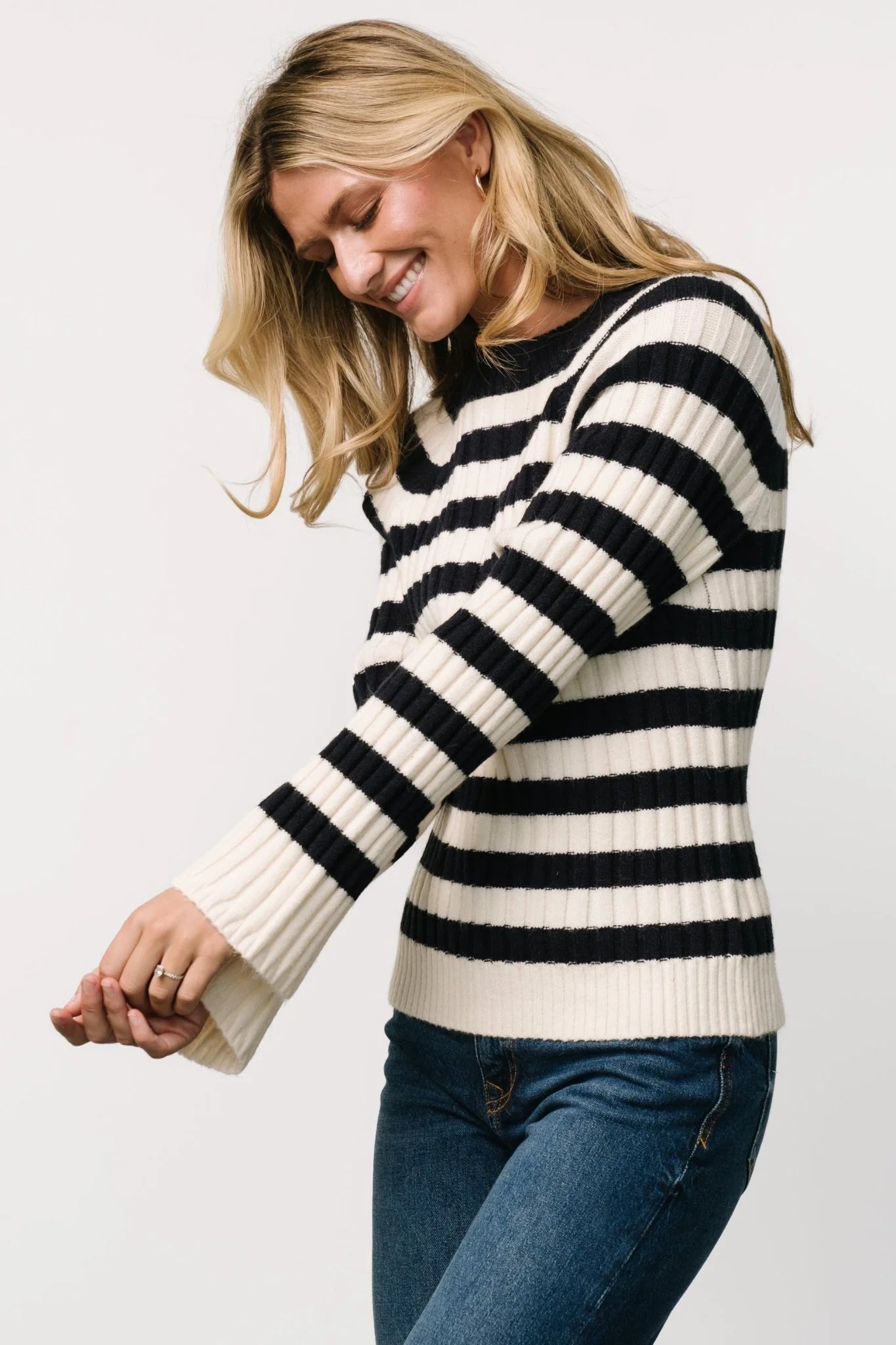 Carrie Striped Sweater | Navy + Ivory