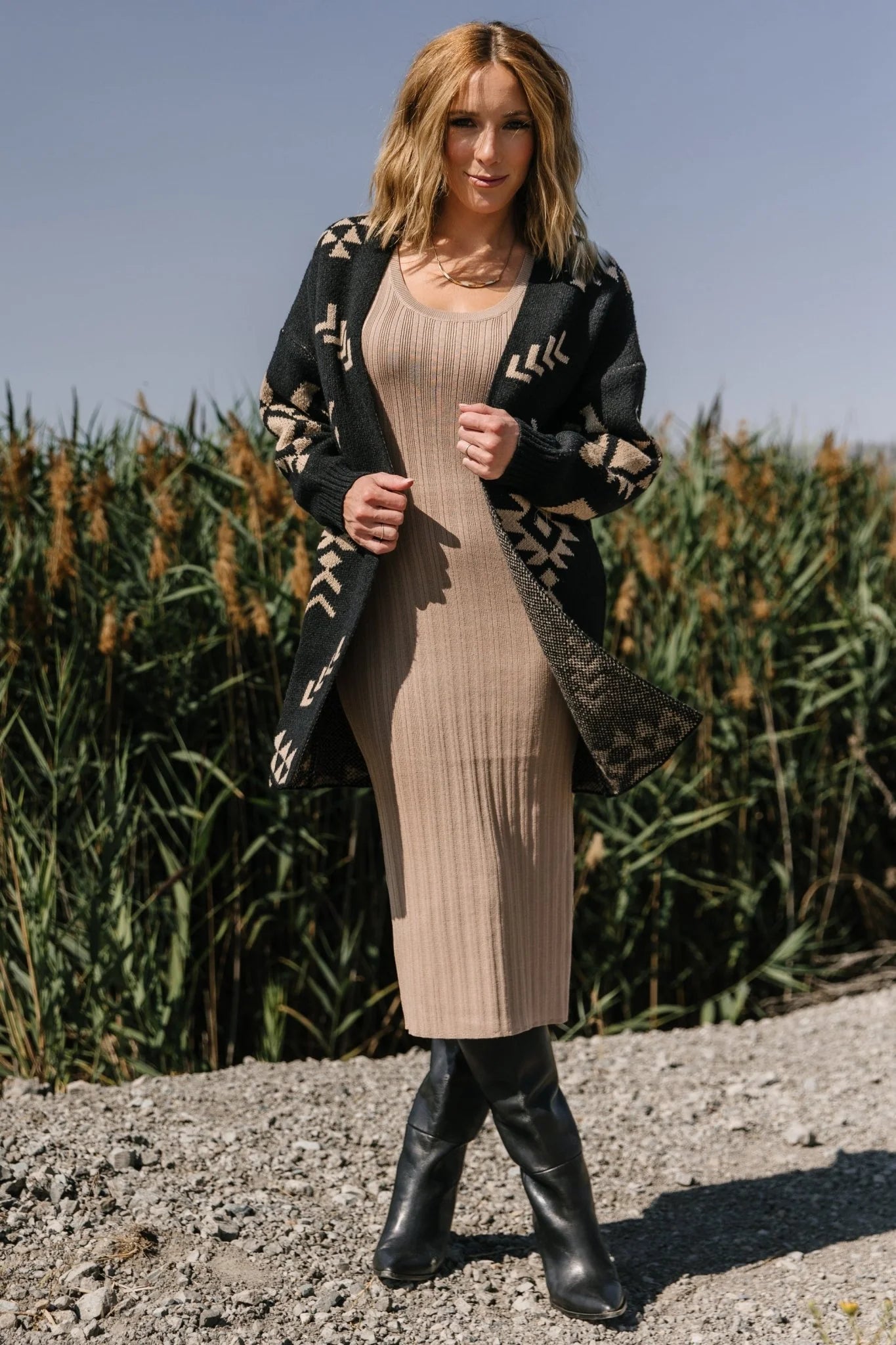 Hays Oversized Cardigan | Black + Tan