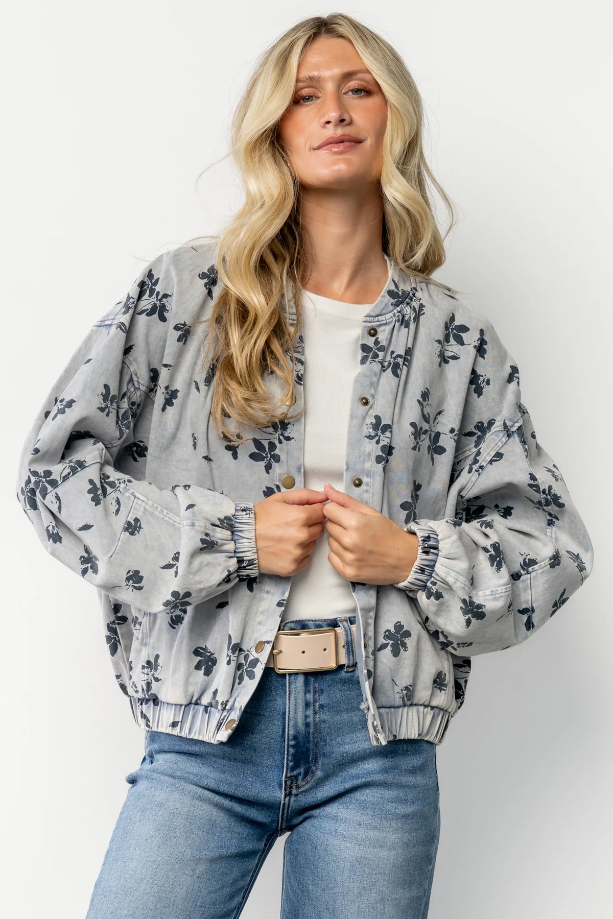 Gia Bomber Jacket | Blue Floral