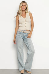 Presley Western Faux Leather Belt | Ivory