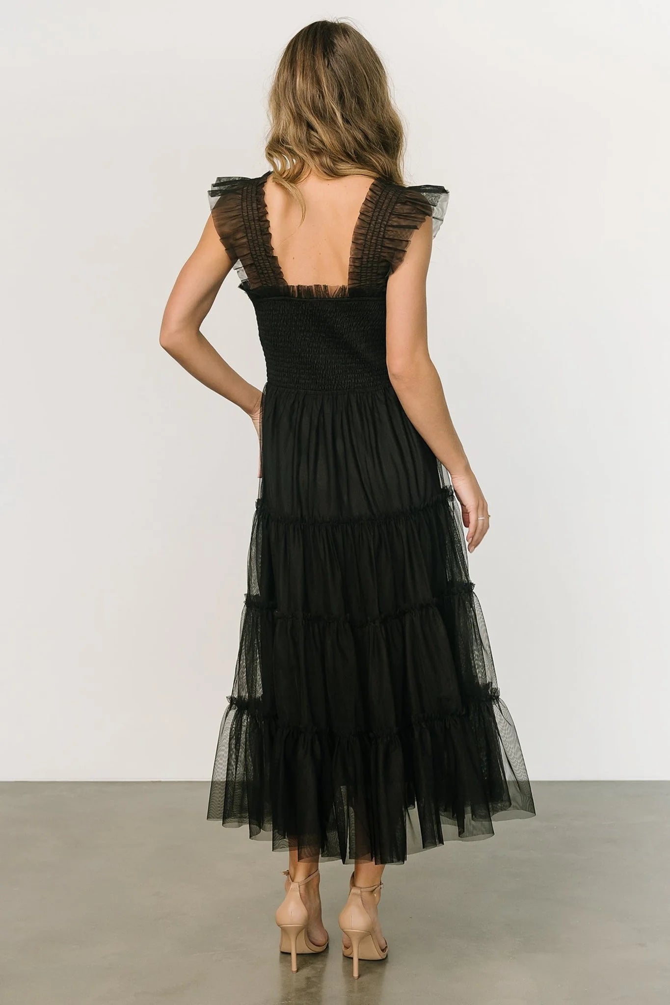 Emma Smocked Tulle Dress | Black
