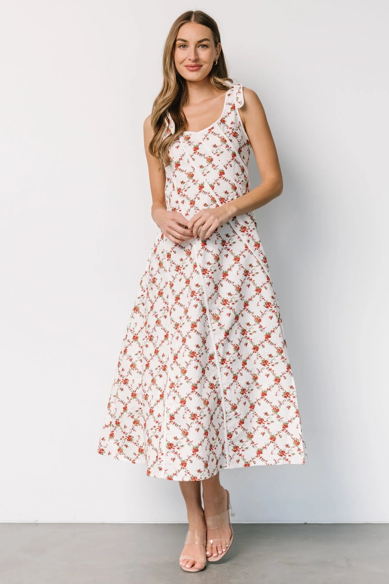 Isla Tank Dress | Off White + Red Floral