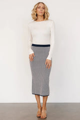 Alonso Knit Midi Skirt | Navy Stripe