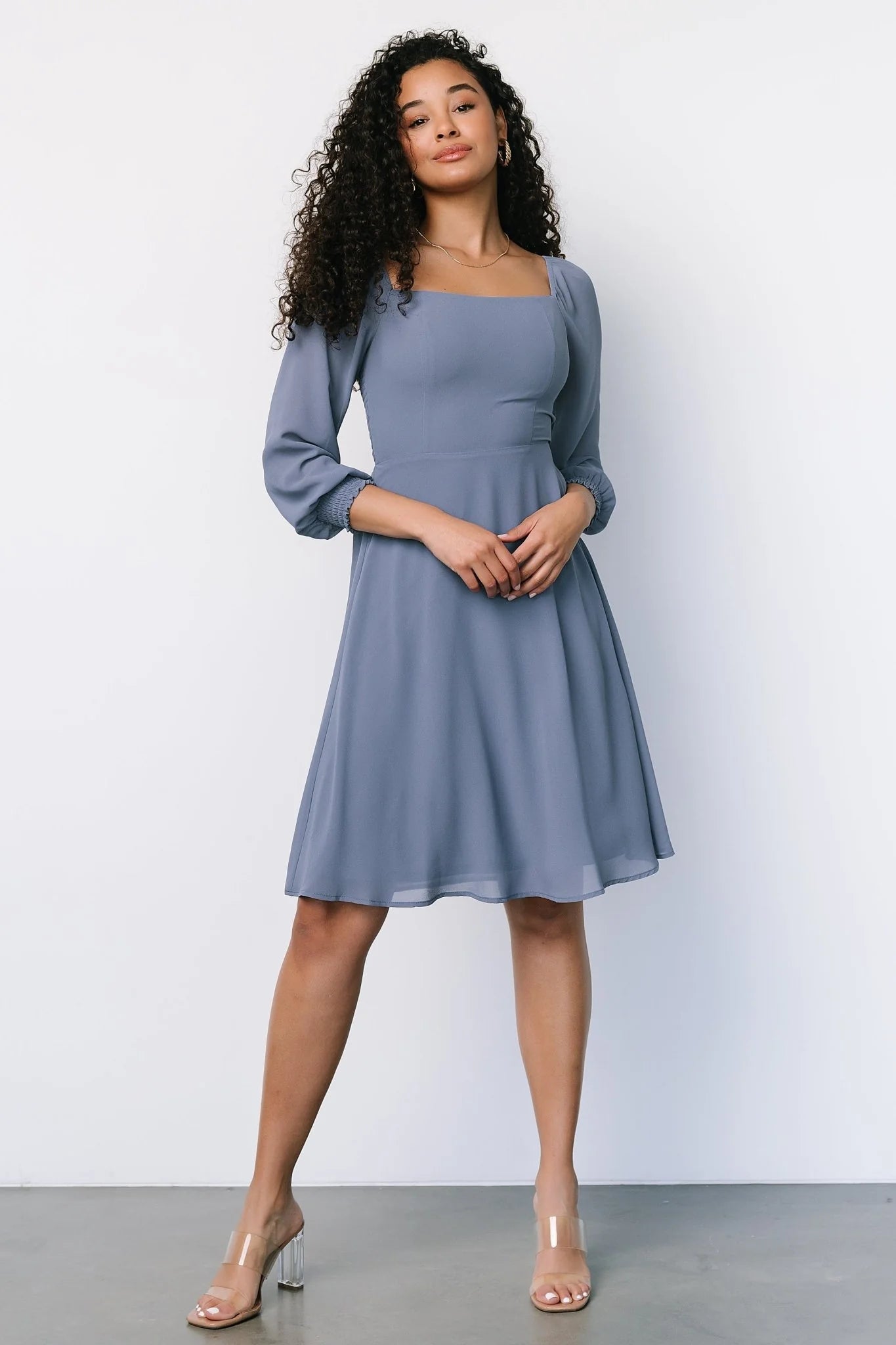 Elise Short Dress | Whisper Blue