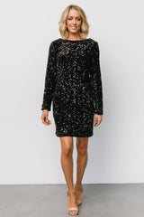 Betty Sequin Short Dress | Black