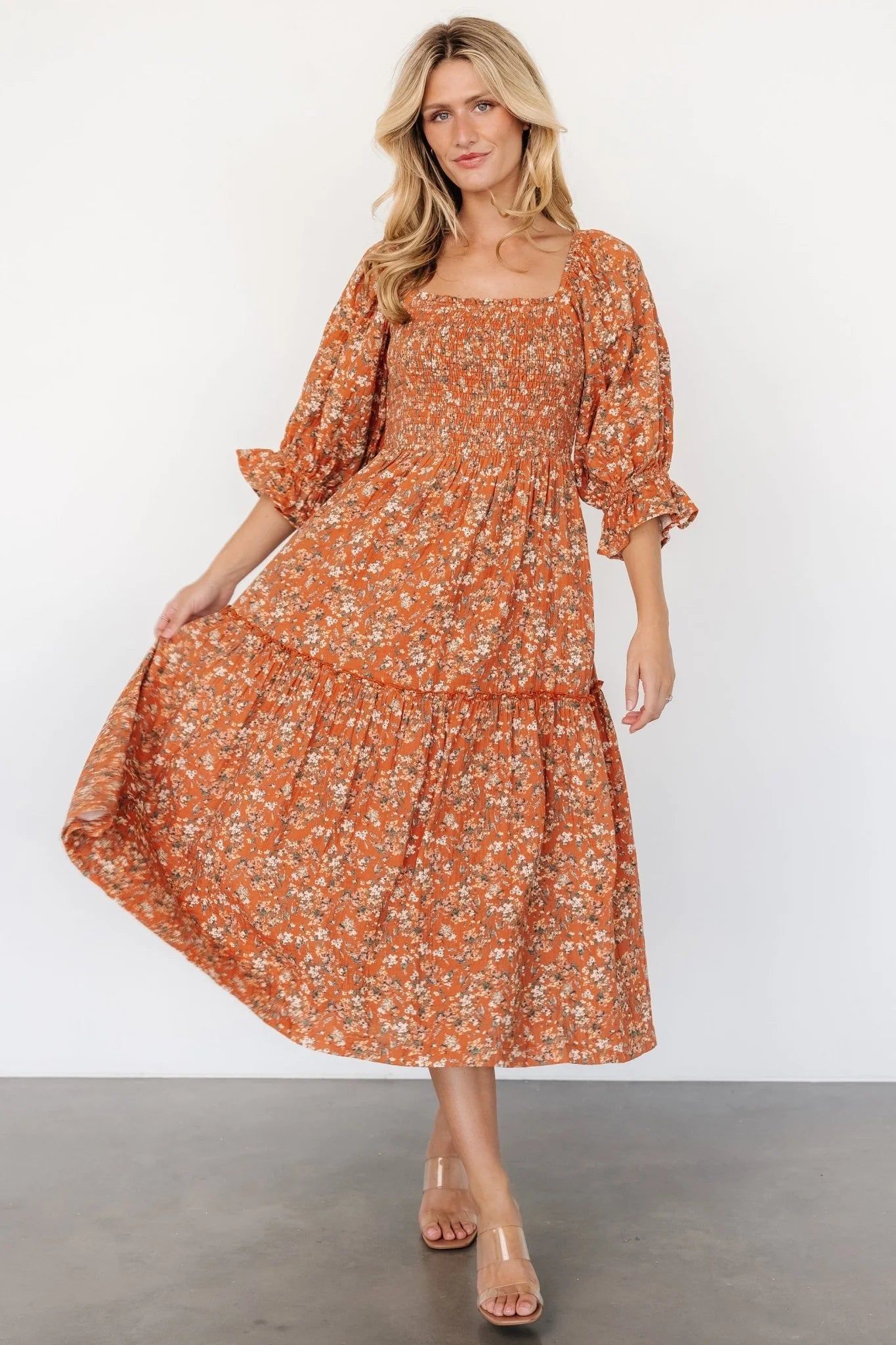 Sedona Smocked Dress | Light Rust