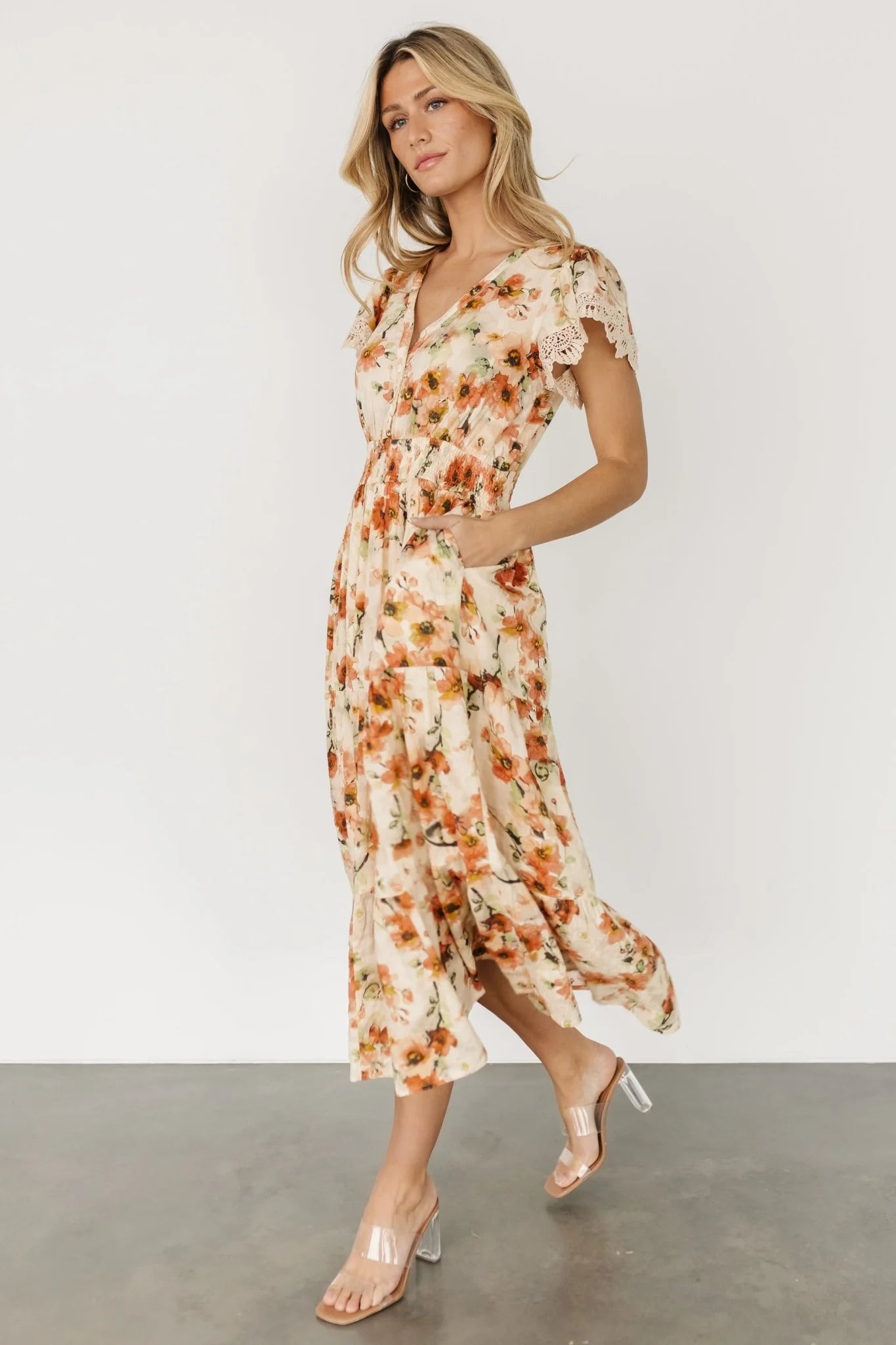 Aliyah Midi Dress | Coral Floral