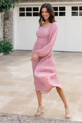 Dalton Pleated Midi Dress | Blush
