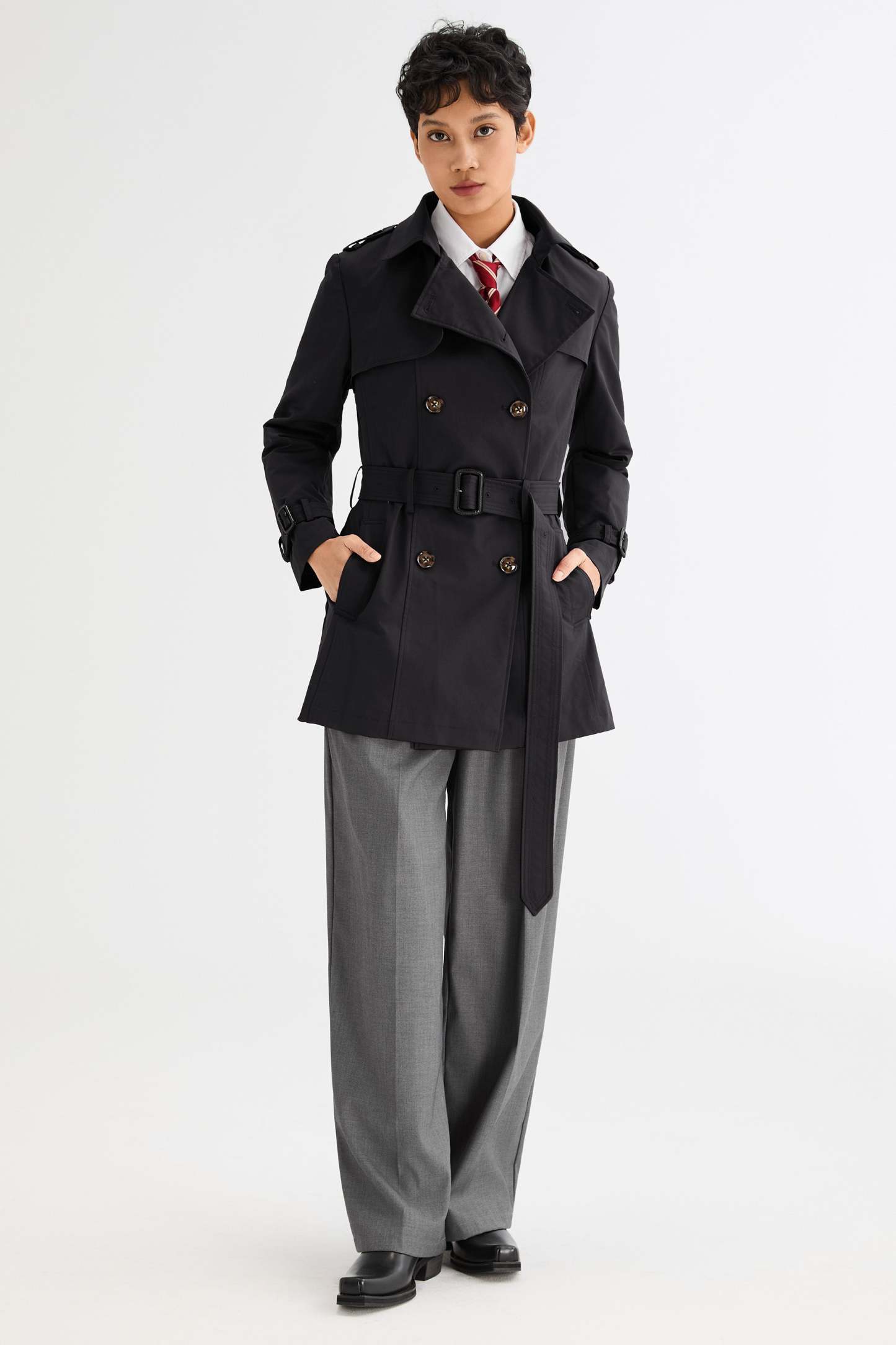 3/4 Double-Breasted Short Hudson Trench