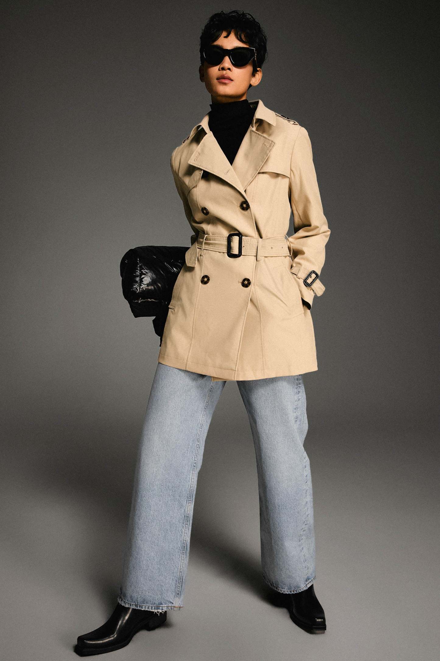 3/4 Double-Breasted Short Hudson Trench