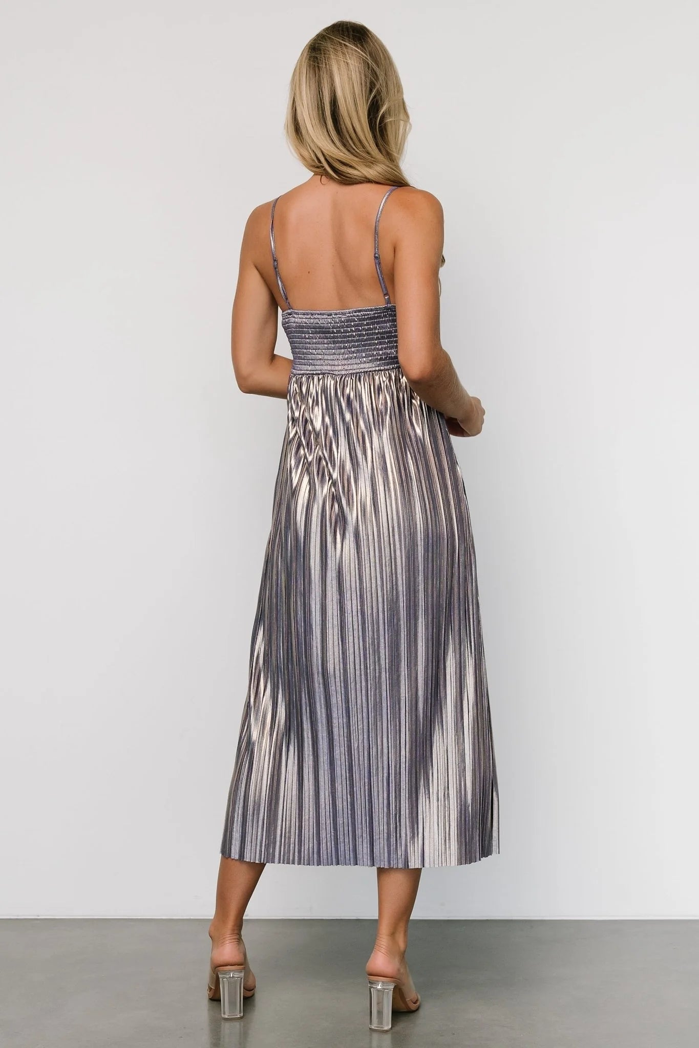 Cecilia Pleated Dress | Blue Shimmer