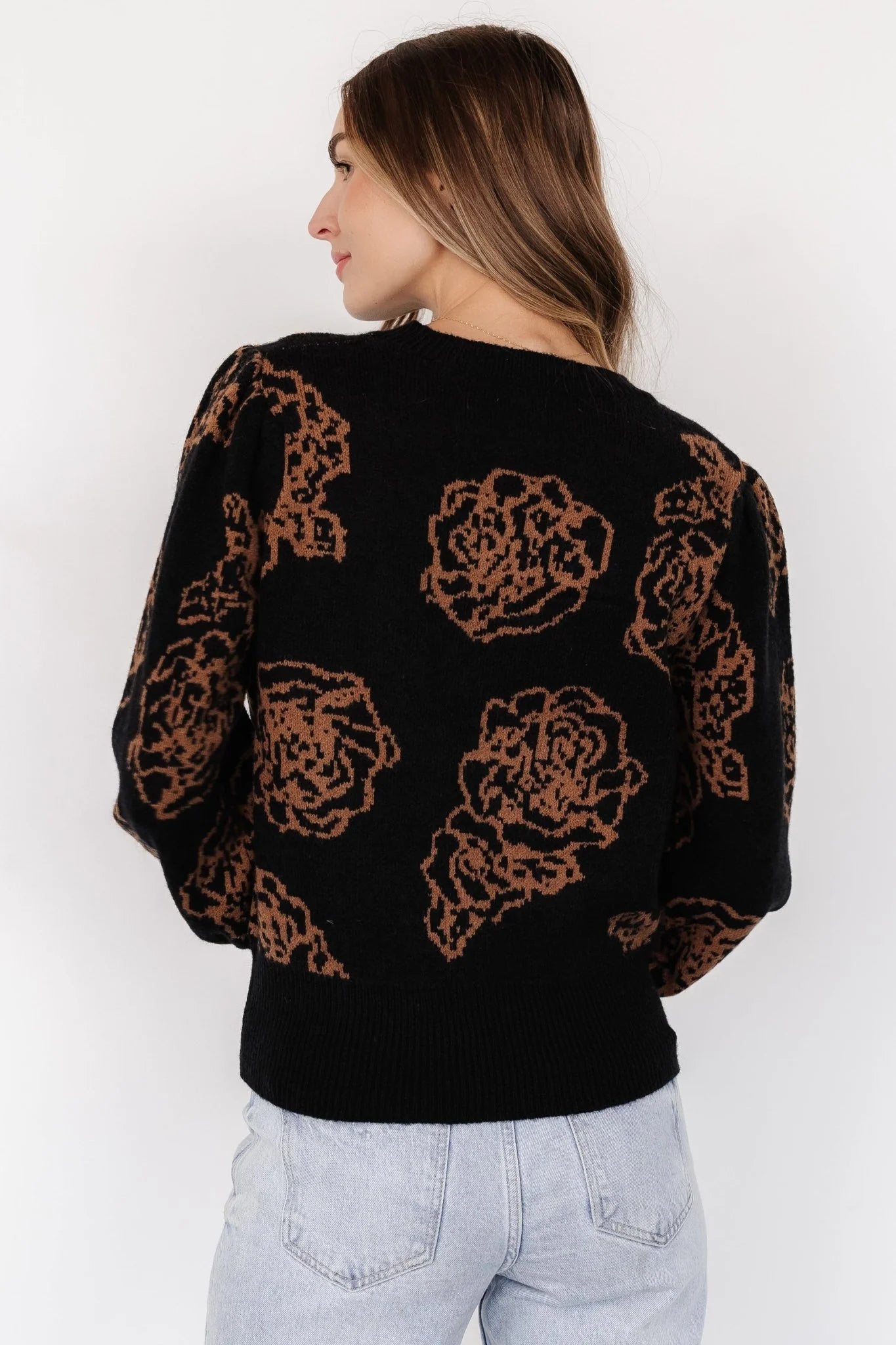 Blake Floral Sweater | Black + Camel