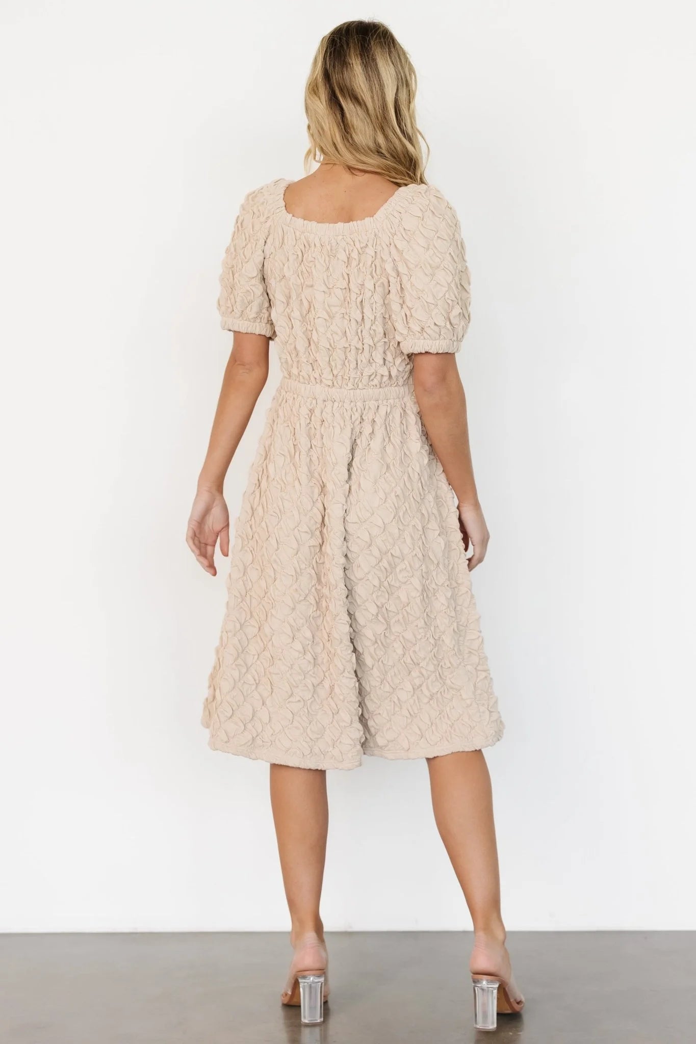 Keri Gathered Dress | Light Taupe