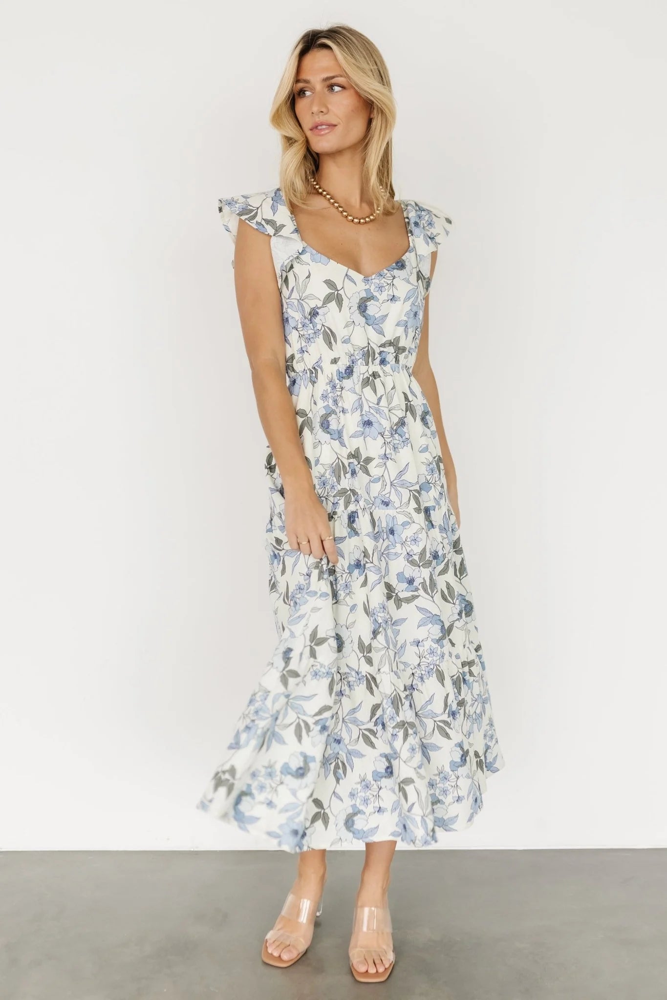Sorrento Ruffle Dress | Blue Floral
