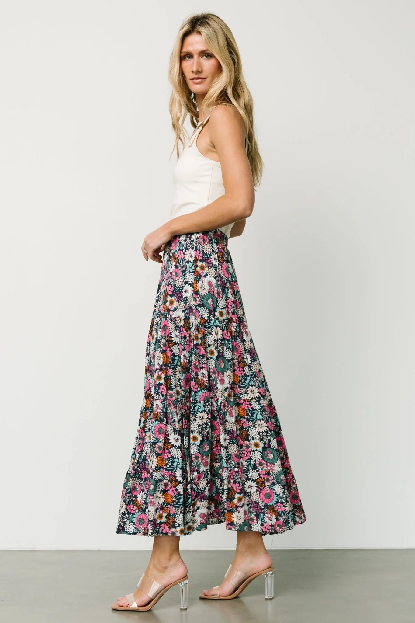 Reilly Maxi Skirt | Navy Flower Print