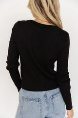 Heidi Pointelle Cardigan | Black