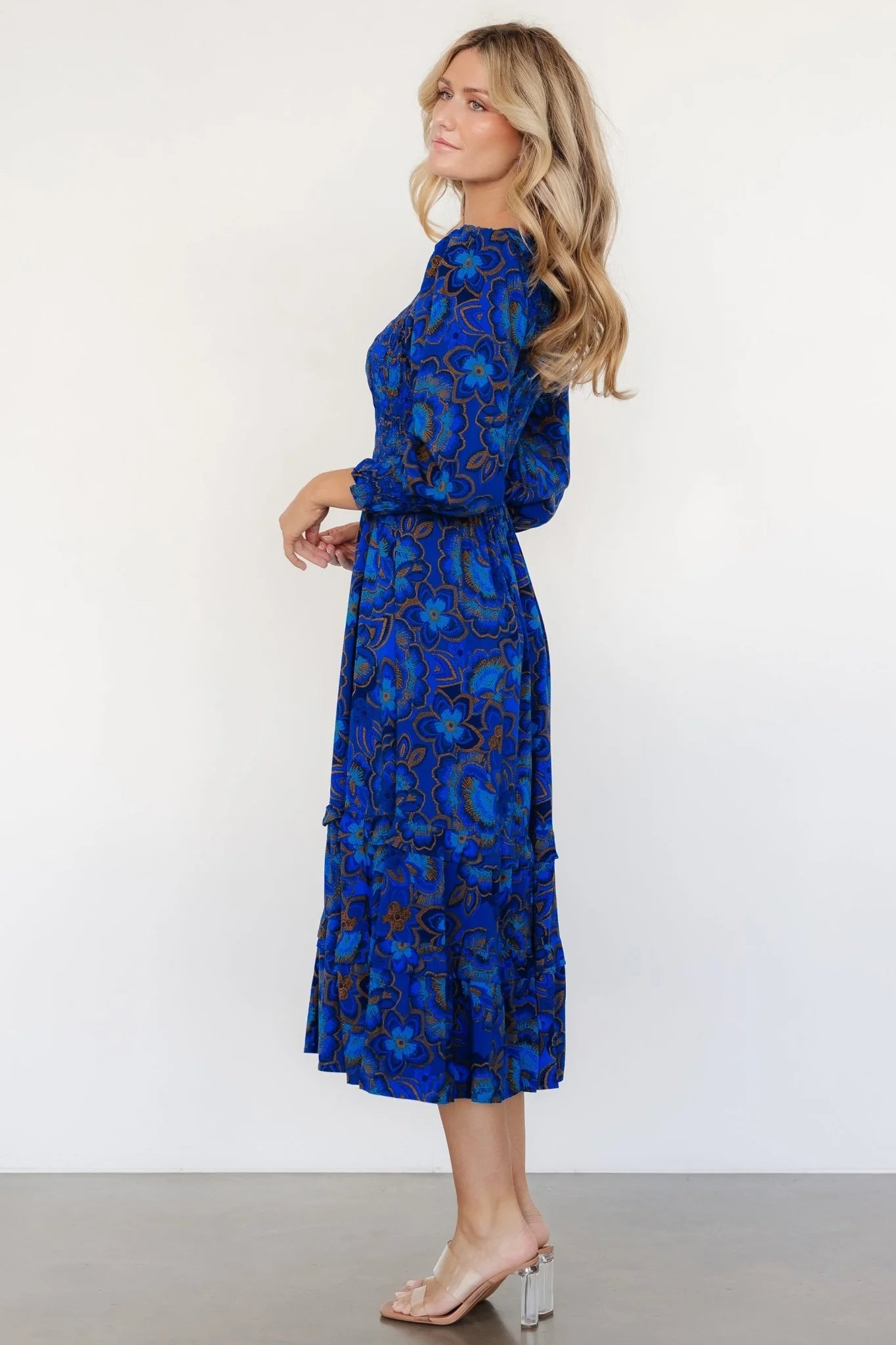 Andersen Smocked Midi Dress | Cobalt Floral