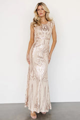Alessia Sequin Gown | Champagne