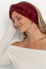 Harlowe Cozy Bow Headband | Burgundy