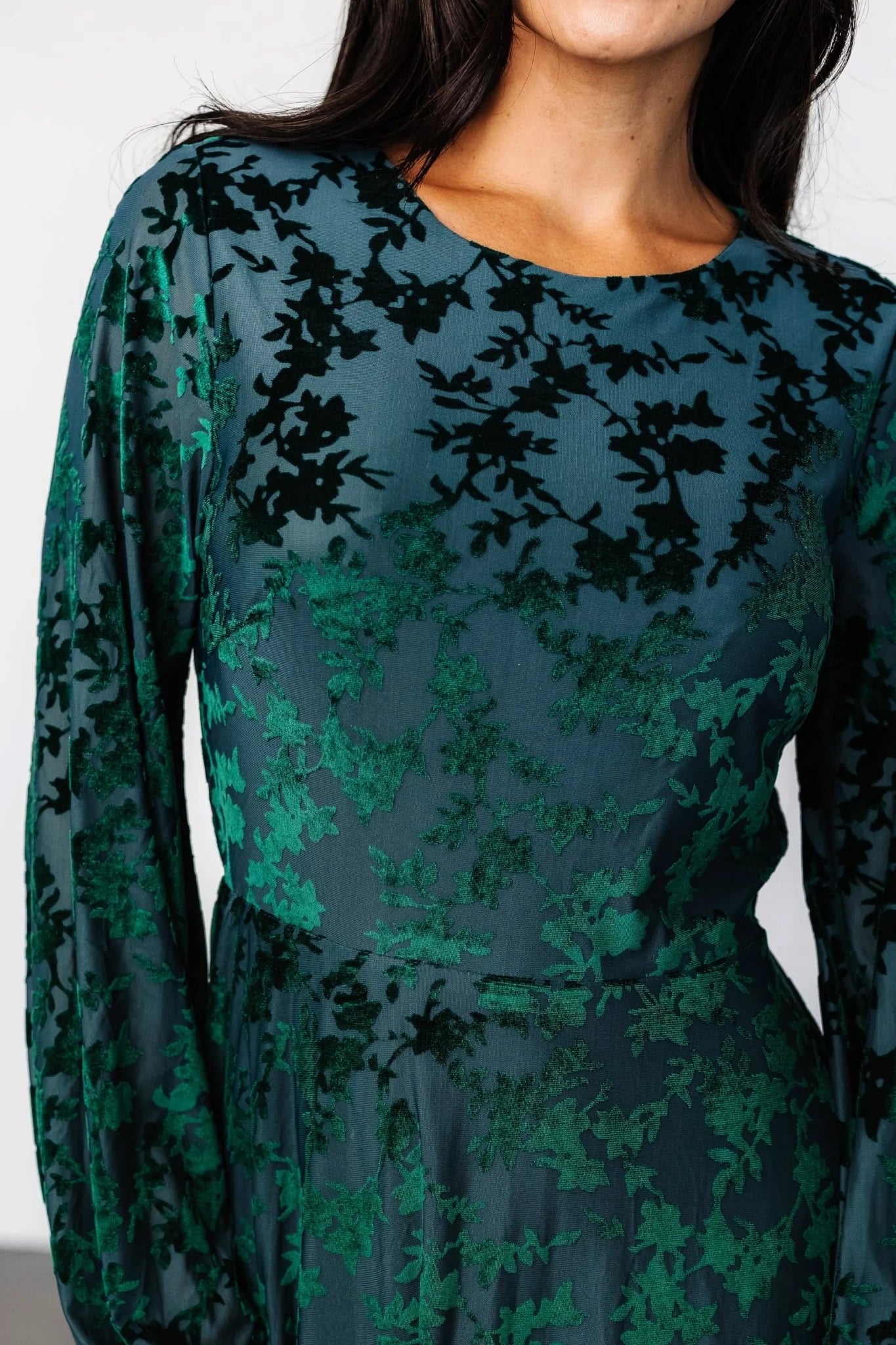 Thora Velvet Dress | Emerald Floral