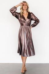 Aisha Shimmer Dress | Bronze