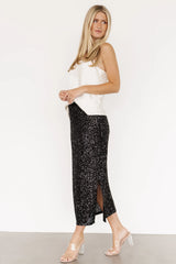 Charmed Sequin Midi Skirt | Black