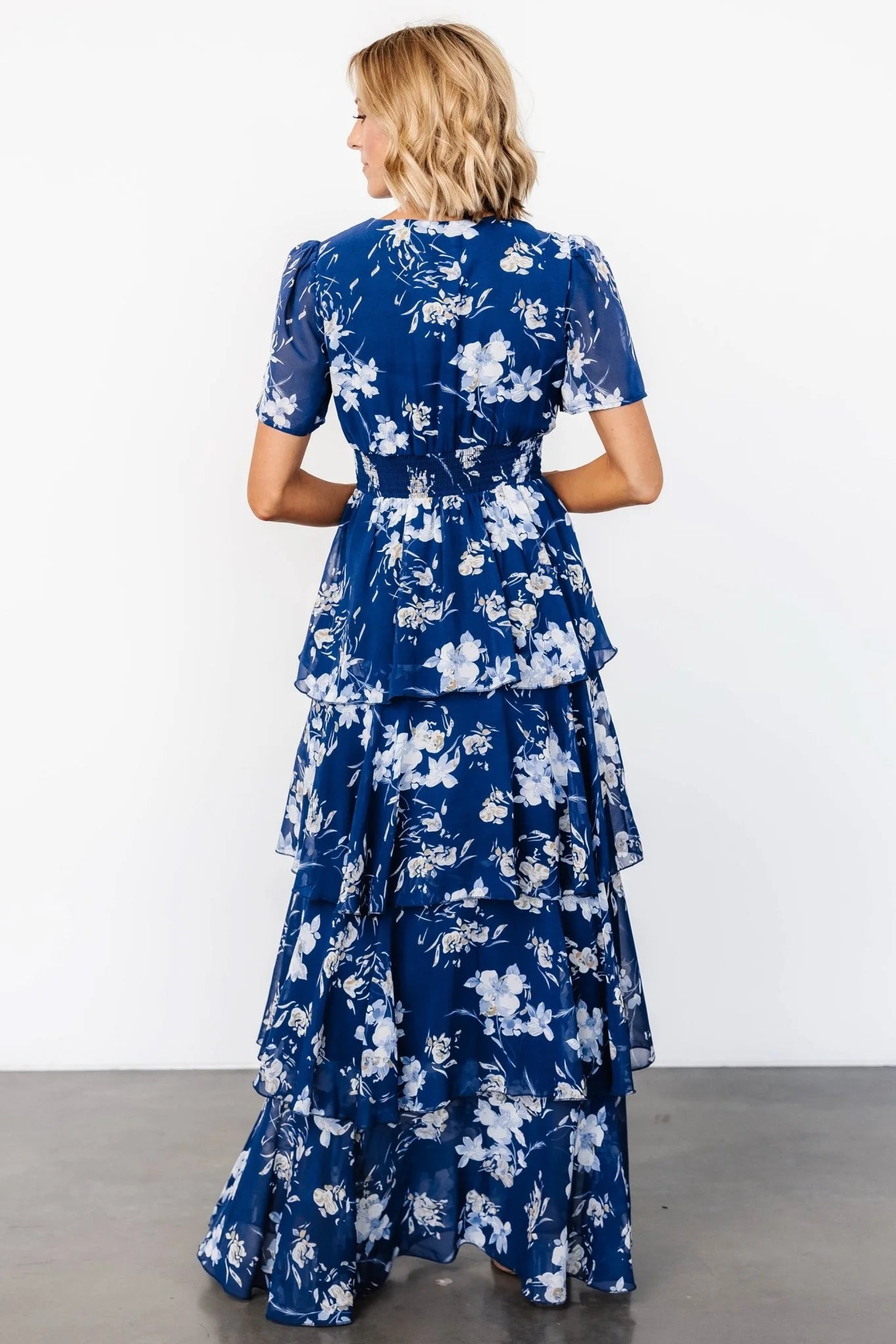 Montaigne Ruffle Maxi Dress | Navy + Blue Floral