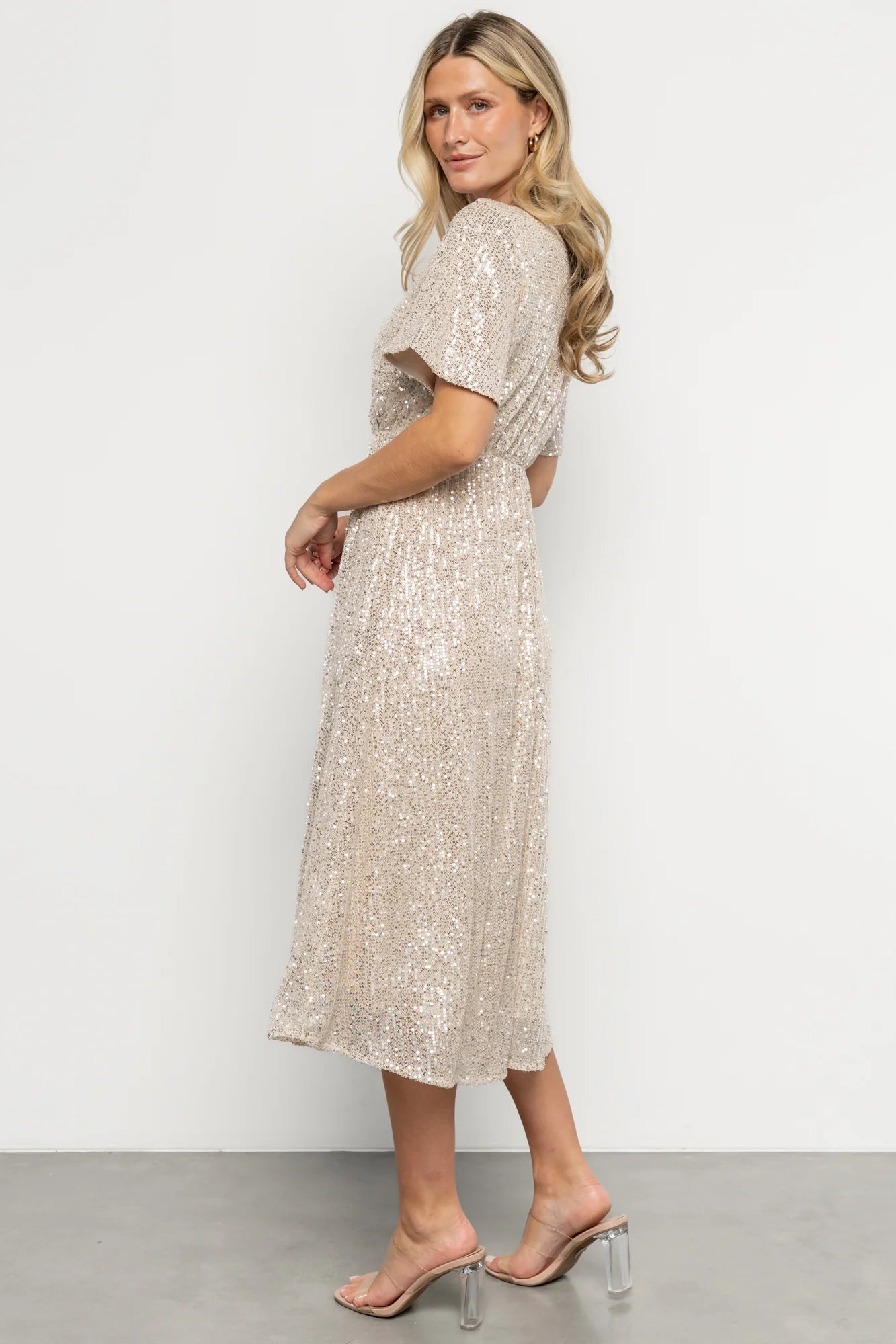 Mayfair Sequin Midi Dress | Champagne