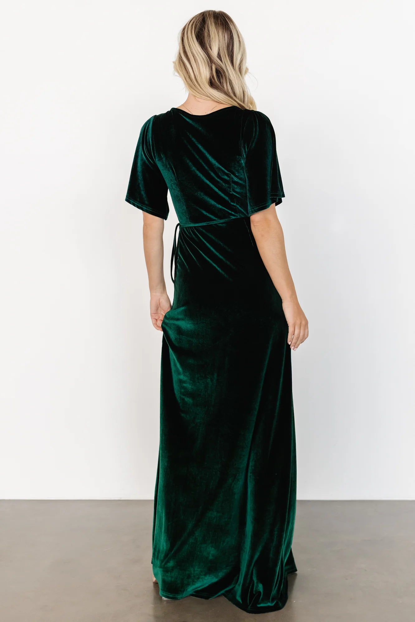 Meghan Velvet Wrap Maxi Dress | Emerald