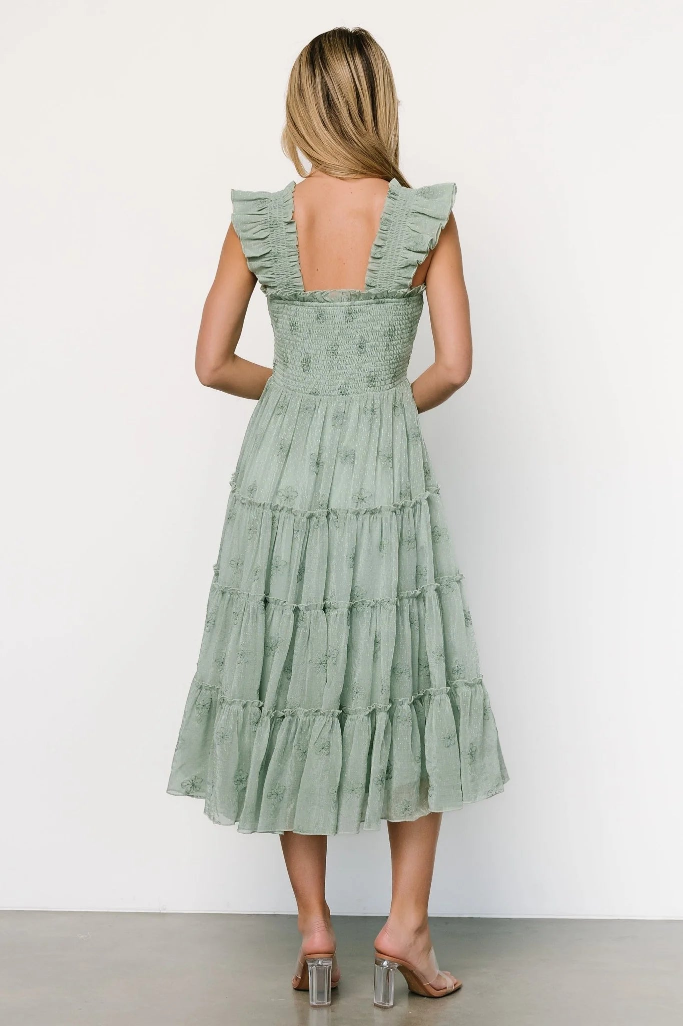 Holland Embroidered Dress | Light Sage