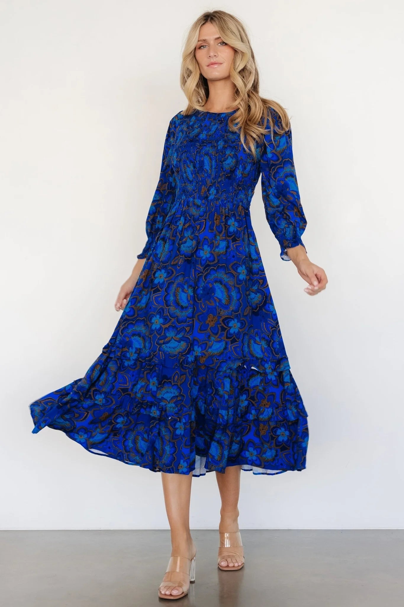 Andersen Smocked Midi Dress | Cobalt Floral