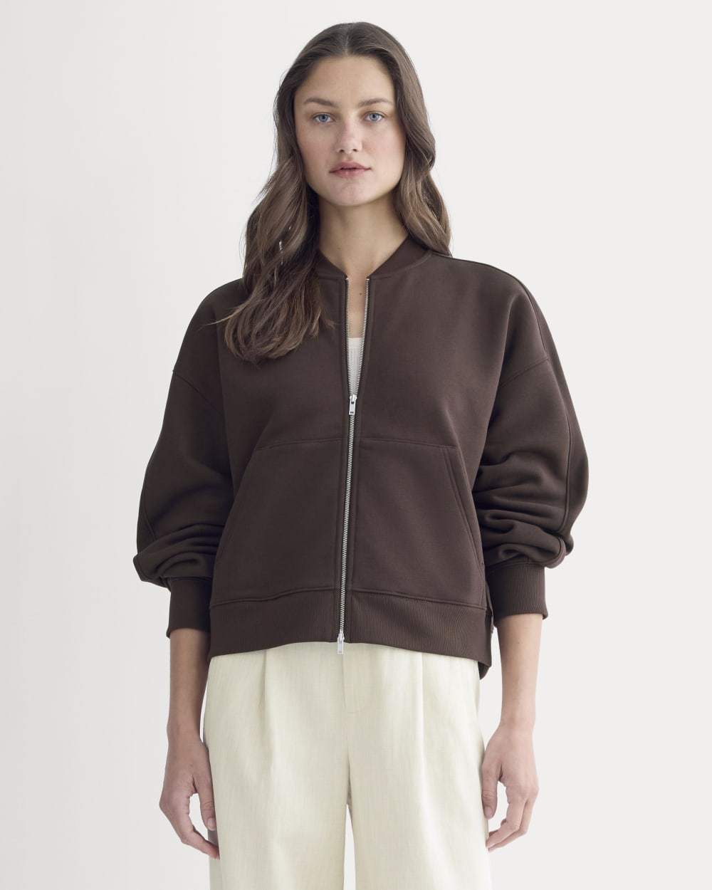 Luxe Fleece Bomber Jacket | Dark Chocolate