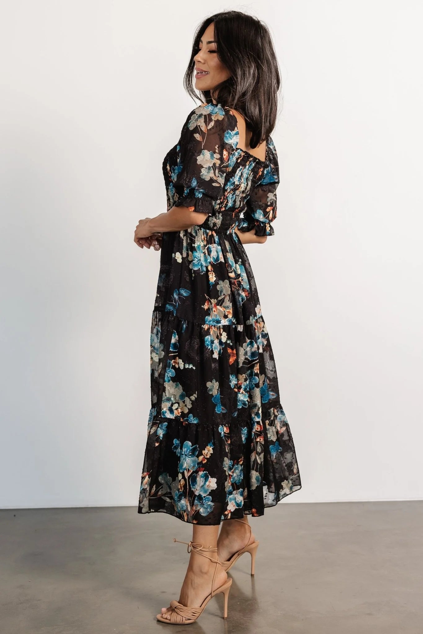 Fabian Jacquard Midi Dress | Black + Blue Multi